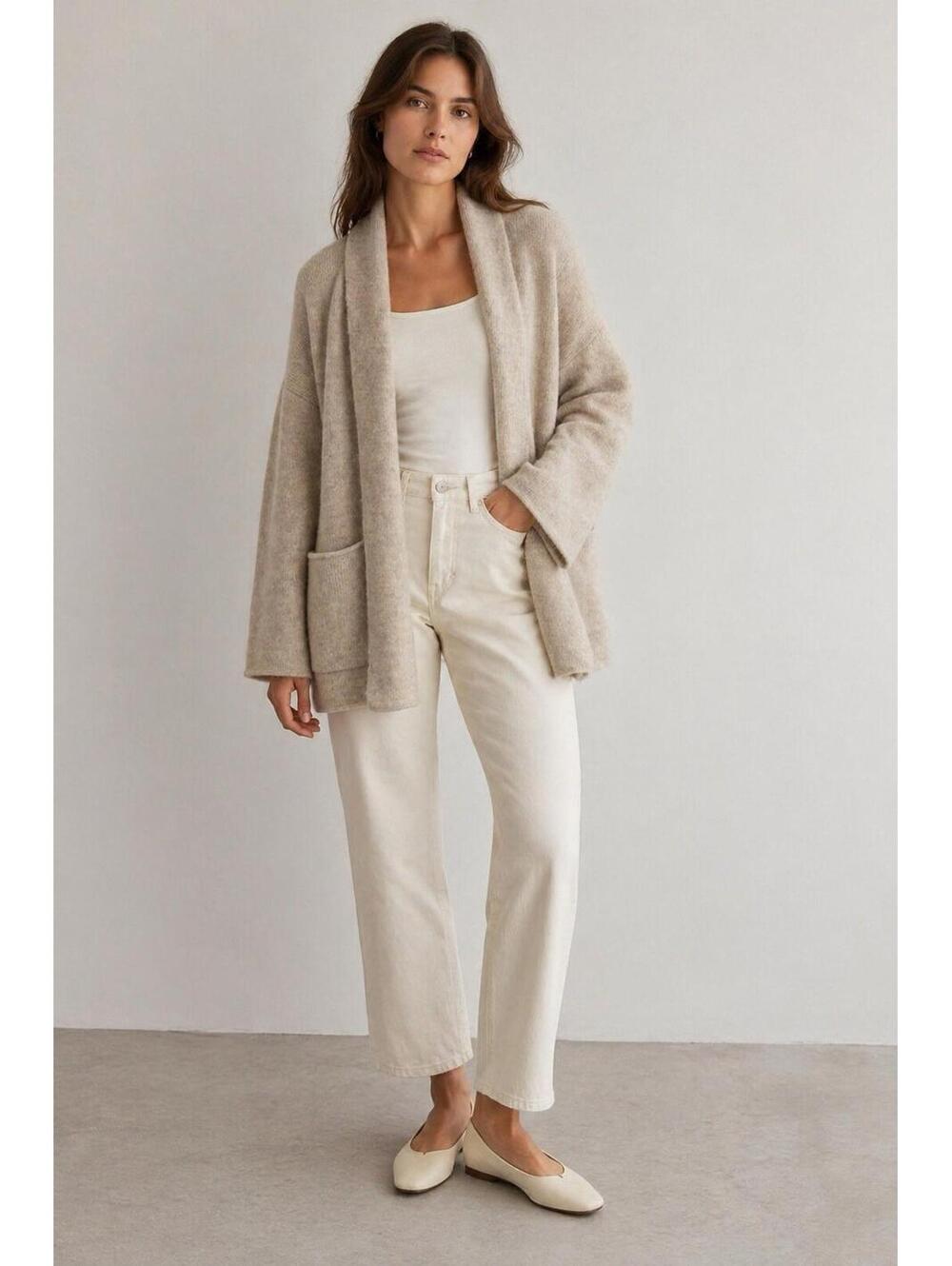 Madewell Women’s‎ Sz S Beige Oversized Mclean Shawl Collar Sweater Coat Cardigan